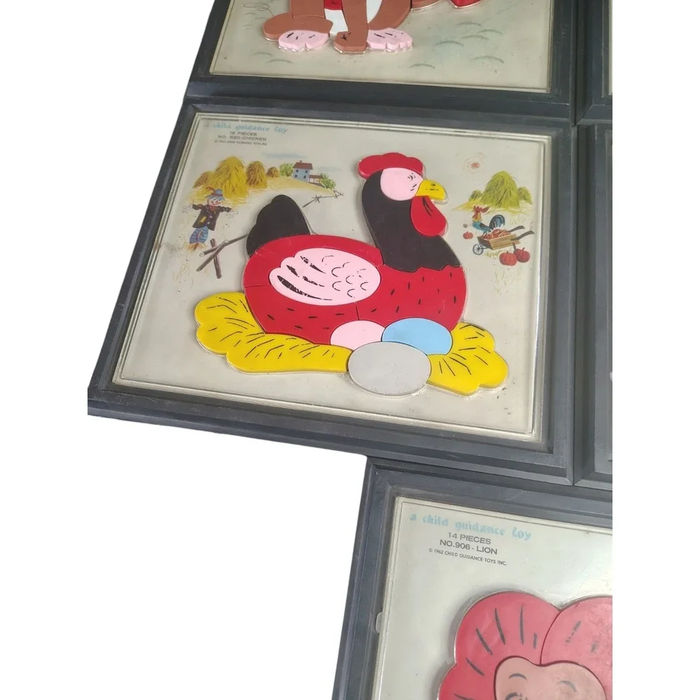 Magnetic Puzzle Set 1962 Child Guidance Toy Animals‎ Boat Lion Monkey Fish